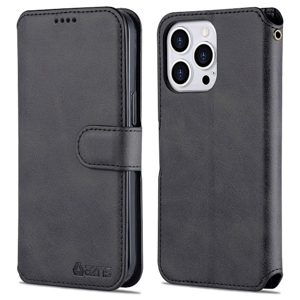 iPhone 13 Pro Max - AZNS Slim Læder Etui - Sort