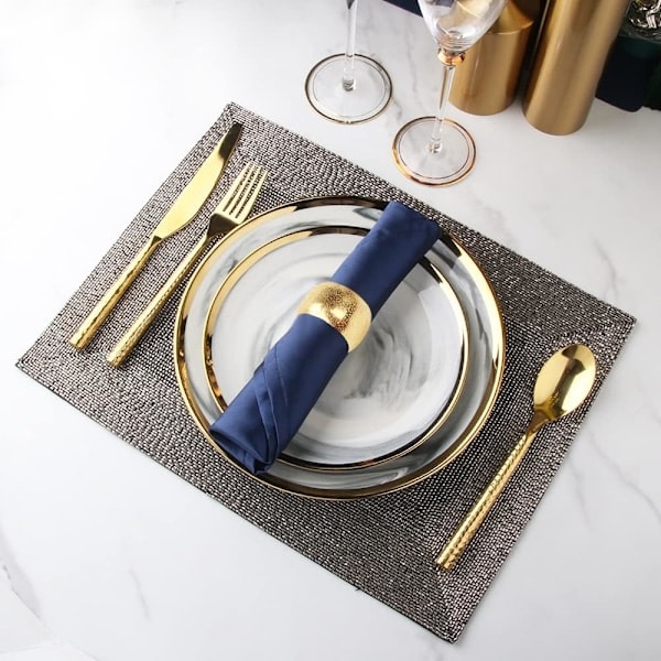 Guld Servietringe 12 Styk Individuelle Servietringe, til Jul Thanksgiving Bryllup Fest Familiemiddag (Guld 12 Styk)
