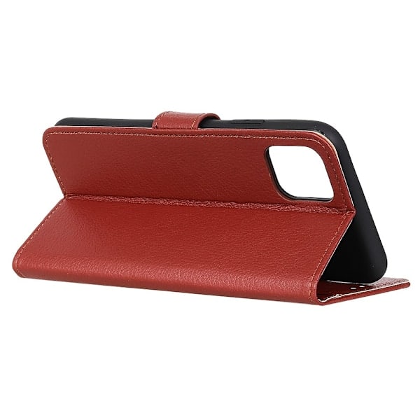 iPhone 12 Pro Max - Litchi Læder Etui - Brun Brown Brun