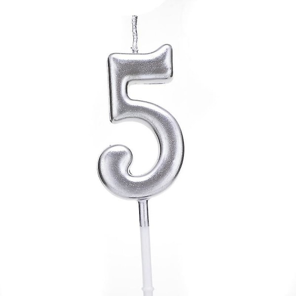 Syntymäpäivän numerokynttilät Kakkukynttilät Numero 0-9 Kakunpäällyskoriste Syntymäpäiväjuhliin 10 kpl (hopea)