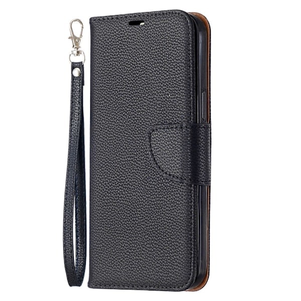 iPhone 12 Pro Max - Litchi Etui - Sort Black Svart