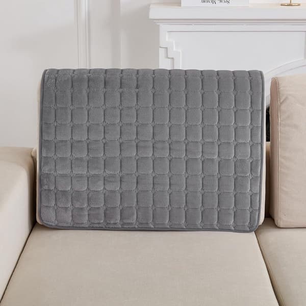 Sofaputetrekk Sklisikkert Fløyel Polyester Beskytter Maskinvaskbart For Kjæledyr Hunder Barn Grå 70x150 Cm