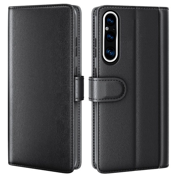 Sony Xperia 1 V Etui Premium Spaltlæder Sort