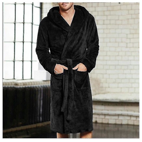 Snuggaroo Mjuk Fleece Långärmad Badrock med Huva Svart