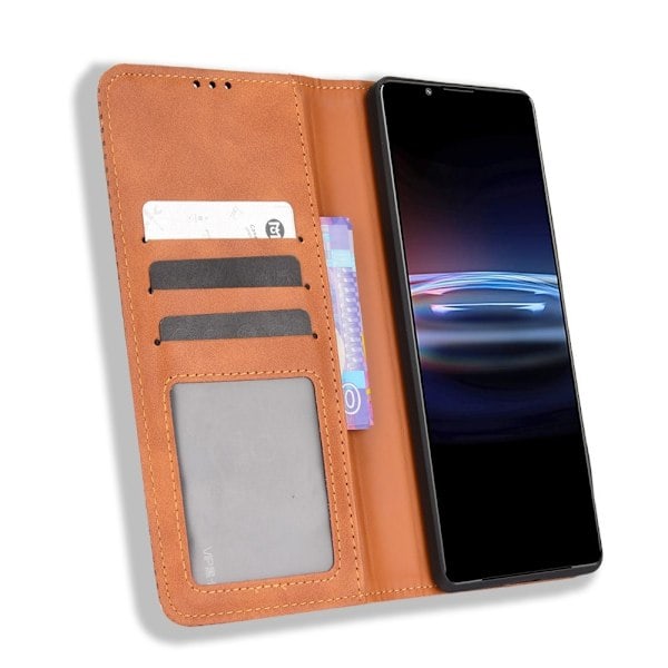 Sony Xperia Pro-I Etui Retro Flip Læder Brun