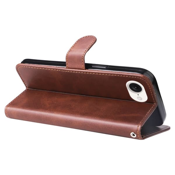 iPhone 16e Classic Zipper Wallet Case - Brown Brun brown