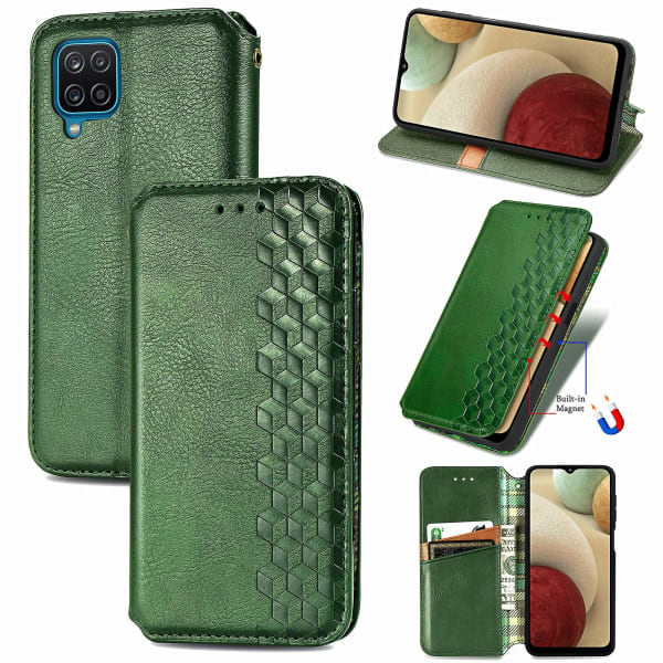 Etui til Samsung Galaxy A12 Flip Cover Pung Flip Cover Pung Magnetisk Beskyttende Mobiltelefon Taske Etui - Grøn null none