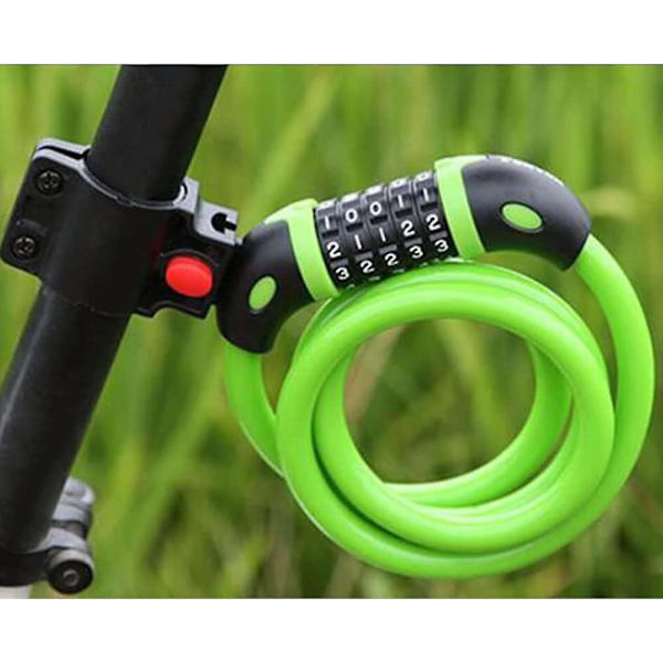 Cykellås Hög Säkerhet 5-siffrig Återställbar Kombinationslås Spiralkabel Lås Bäst För Cykel Utomhus, 1,2mx12mm (grön)