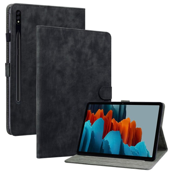 Ridsefast etui med sødt tigermønstret trykt TPU+PU-cover med stativ/kortslot Sort ingen