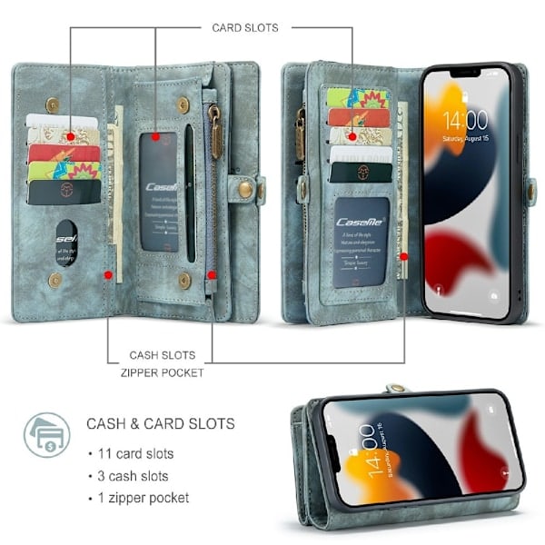CASEME iPhone 13 Pro Max Deksel/Etui Magnet 2i1 Multifunksjonell Blå