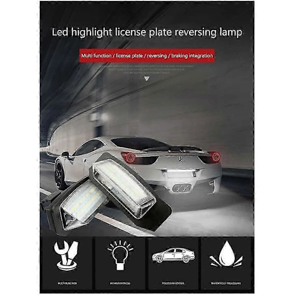 2 stk. LED-nummerpladelygter til Mitsubishi Outlander 2 3 Lancer Eclipse 3 4 Cross Gala Edition 0704