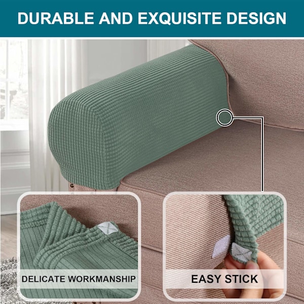 Stretchiga soffarmstödsöverdrag Spandex Jacquard Arm Covers för stolar och soffor Anti-Slip Couch Armrest Covers Set om 2,