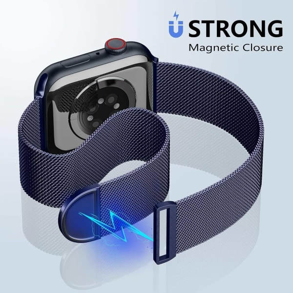 Metalliranneke yhteensopiva Apple Watch 40 mm 38 mm 41 mm Sininen - WELLNGS Sininen 42/44/45/49mm