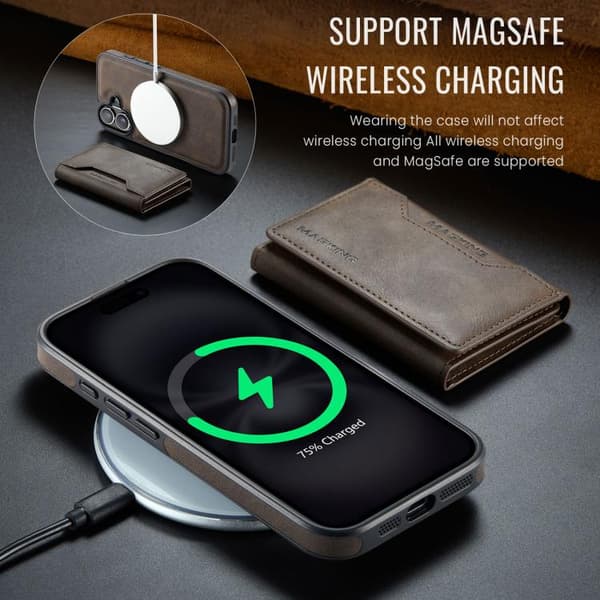 iPhone 17 Kuori MAGKING K2 -sarjan MagSafe RFID -korttitaskulla, Irrotettava Kaffe