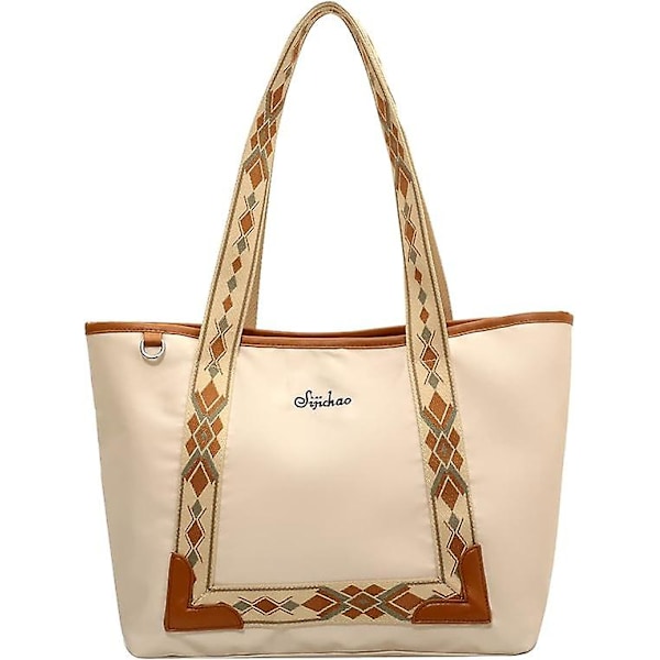 Dam Tote Bag Stor Axelväska Vattentålig Lätt Nylon Tote Bag för Kvinnor Laptopväskor Strand Handväska