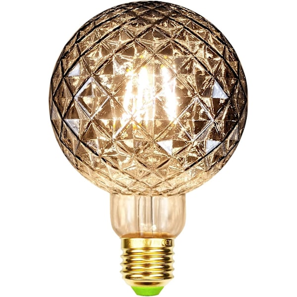Led-lampor Vintage glödlampa 4w kristall Edison glödlampa G95 220/240v E27 specialitet dekorativ glödlampa (rök)