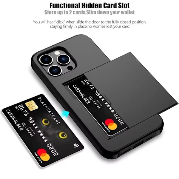 iPhone 16 Shockproof Mobile Case with Card Holder, Extra Reinforced Protective Case, Black iphone16 iphone16 pro