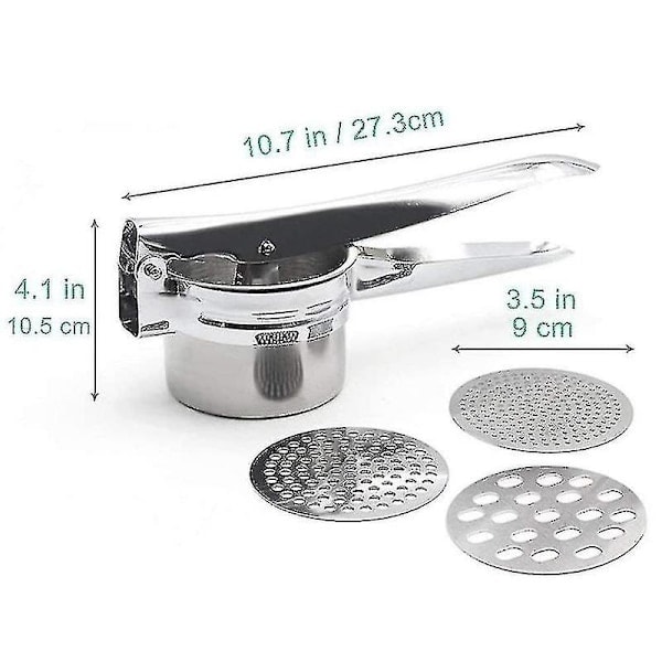 Premium Spaetzle / Kartoffelmoser i rustfrit stål med 3 siindsatser