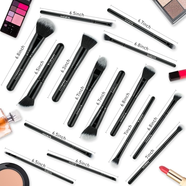 Makeupbørster, makeup sæt 15 stk, makeupbørstesæt sort til makeup