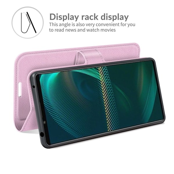 Sony Xperia 5 III Etui Litchi Læder Lys Pink