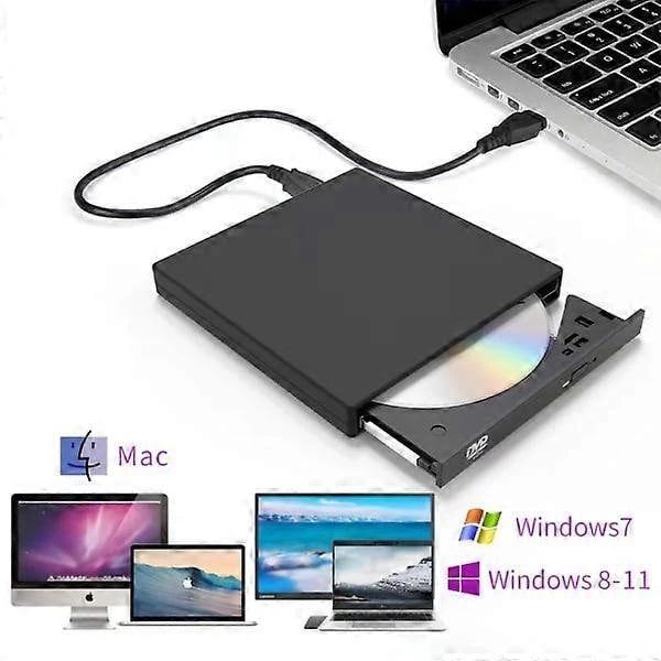 Ekstern Blu-ray DVD-enhed 3D, USB 3.0 og Type-C Blu-ray CD DVD-læser Slim Bærbar [CO]