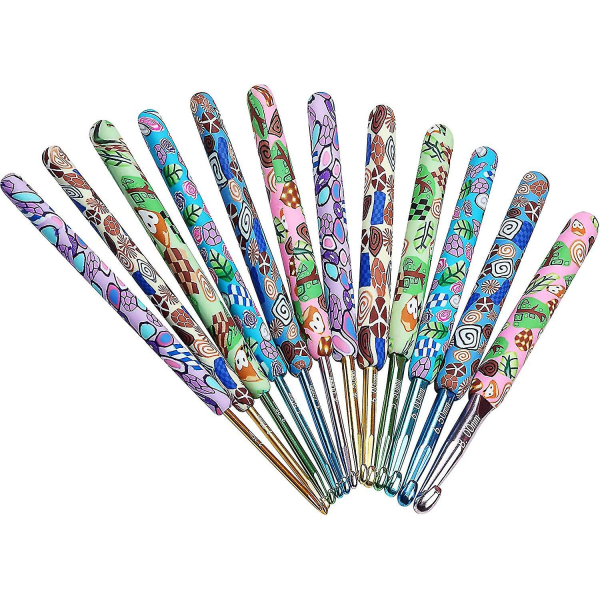 Crochet Hook Set Forest, Pretty Crochet Hook With Long Ergonomic Clay Handle