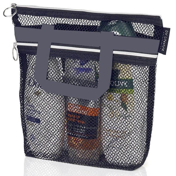 Väskor i väska Bärbar dusch Mesh Caddy Bag Snabbtorkande hängande toalettväska