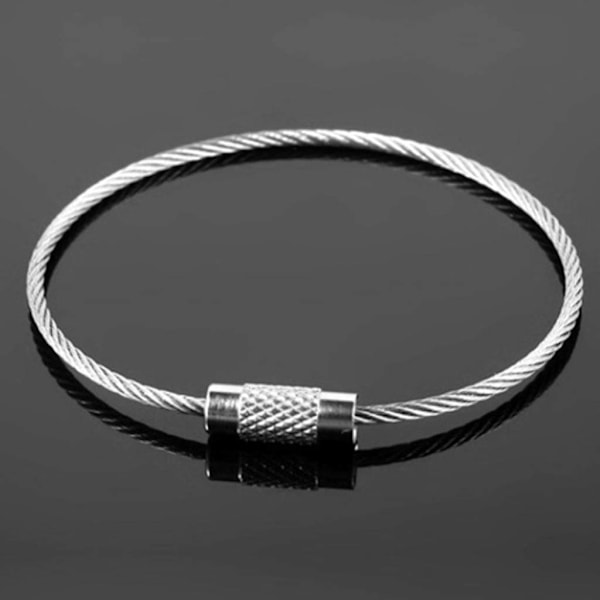 Wire nøglering kabel (10 stk.) Tyk rustfrit stål nøglering wire loops med sikker skruelås til ophængning af bagagemærker
