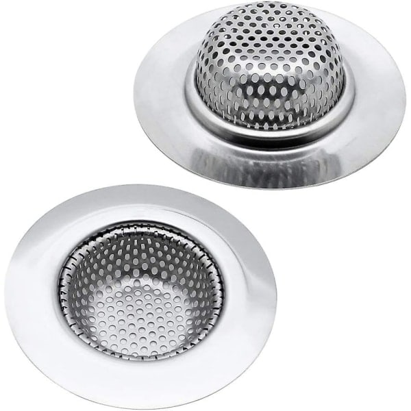 Rustfrit Stål Vaskesil Aftagelig Effektiv Afløbsfilter Perfekt Til Køkken Badeværelse Håndvask Vaskerum Stopper Hår Affald (2 stk, Sil)