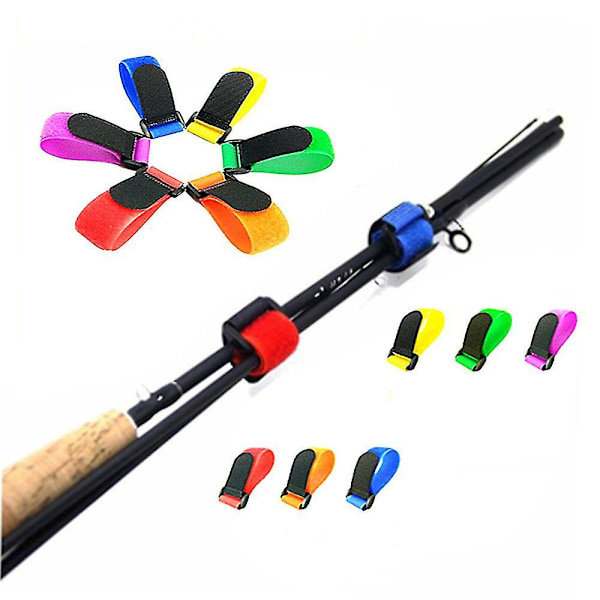 Fiske Stang Bånd Justerbar Fiske Stang Stropper Magisk Klistremerke Stretchy Stang Stropper For Fiske Stenger Fiskeutstyr Tilbehør(10 Stk, Farge Tilfeldig