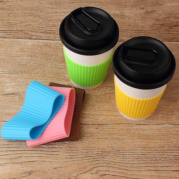 5 stk. Variegated Colors Varmebestandig Silikone Skridsikker Kaffekop Ærme, Modstandsdygtig Genanvendelig Glasflaske Krus Kop