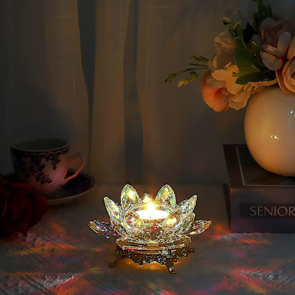 Krystal Lotus Tealight Holder Lotus Kronblad Ønske Lysestager
