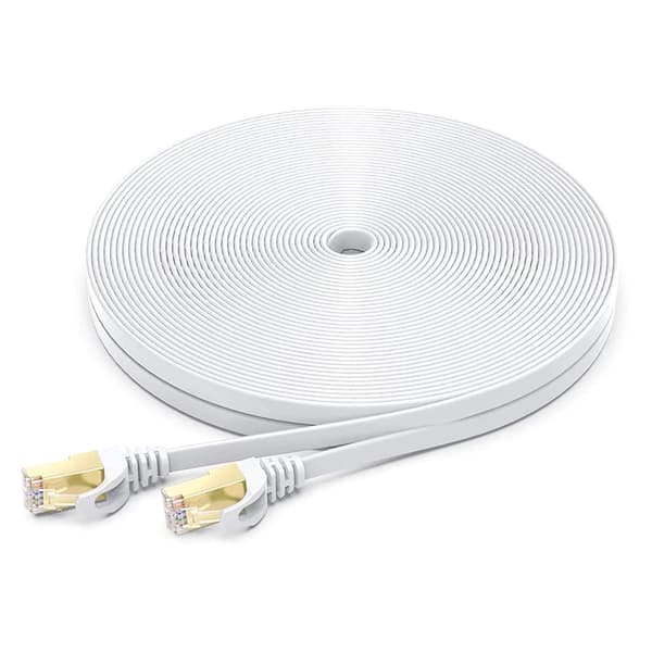 Cat 7 Ethernet Cable, Shielded Ethernet Cable Flat RJ45 Network Cable LAN Cable Supports 10 Gbps 600 Mhz - Compatible with Cat5/Cat6 Networks