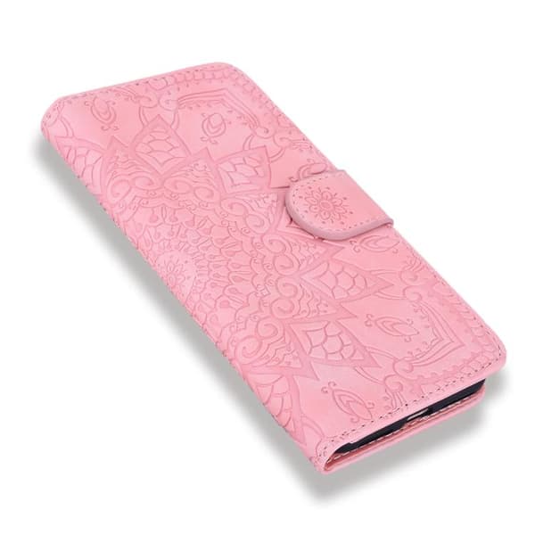 iPhone 17 Pro Max Skinnveske - Mandala-preget dobbeltfoldet kalveskinn Rosa