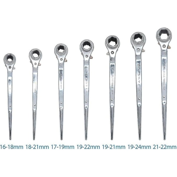 Teline-/teräsräikkäavain 16-18 mm/18-21 mm/17-19 mm/19-22 mm/19-21 mm/19-22 mm/19-21 mm/19-24 mm