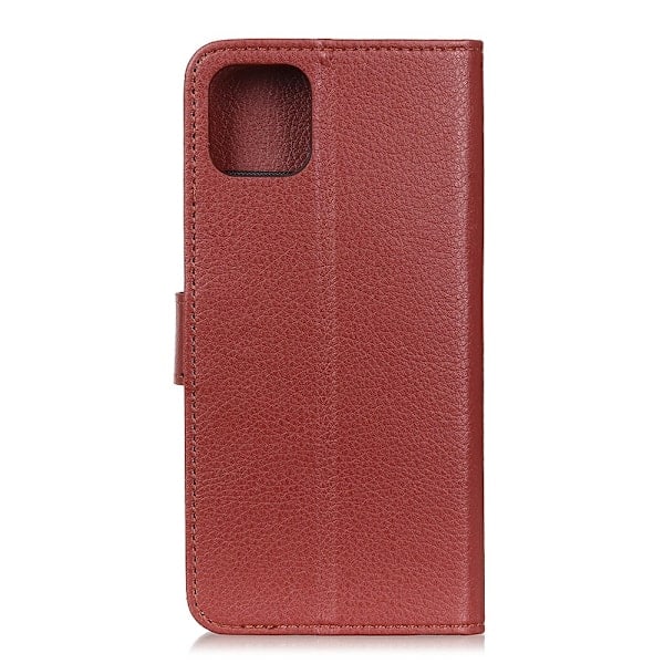 iPhone 12 Pro Max - Litchi Läder Fodral - Brun Brunt