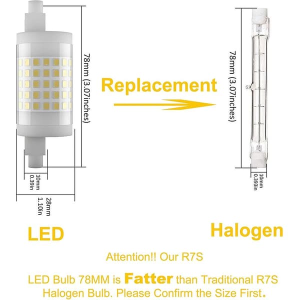 2-pack 78mm R7S LED Bulb, 10W Dimmable J78, 100W T3 Halogen Replacement, Warm White 3000K
