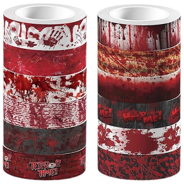 2025 12 Rullar Halloween Washi Tejp Blodiga Trycktejper Halloween DIY-tejper Scrapbooking-tejper[co]