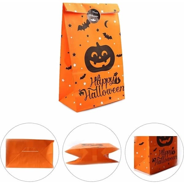 Halloween Papperspåse, Godispåse, Presentpåse Set, 36st Kraftpapperspåse, Barnfödelsedag Papperspåse, Bröllopsfest, Presentinslagning[CO]