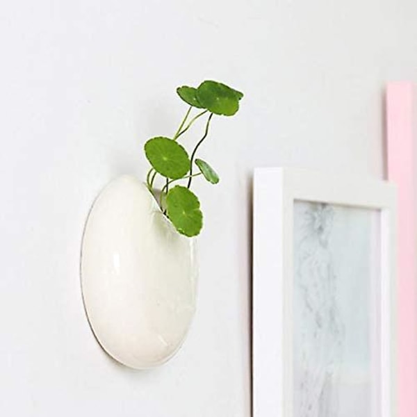 Set med 2 miniväggmonterade keramiska blomkrukor Vita små blomkrukor Dekoration för balkong, inomhus och utomhus