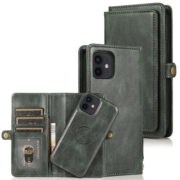 iPhone 12 - Praktisk Stilfuld 2 i 1 Pungcover Brun