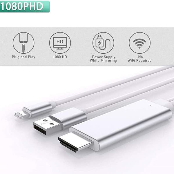 Lightning-HDMI-kaapelisovitin, iPhone iPad televisioon, 1080p