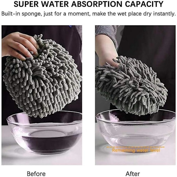 4 Chenillehåndklær Ballformede Håndklær Korall Mikrofiber Vannabsorberende Myke Håndklær