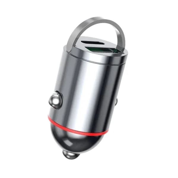 Hurtig biloplader til mobiltelefon, tablet, dashcam, USB & PD30W/65W Type-C dobbelt port, skjult biloplader null - PD30W
