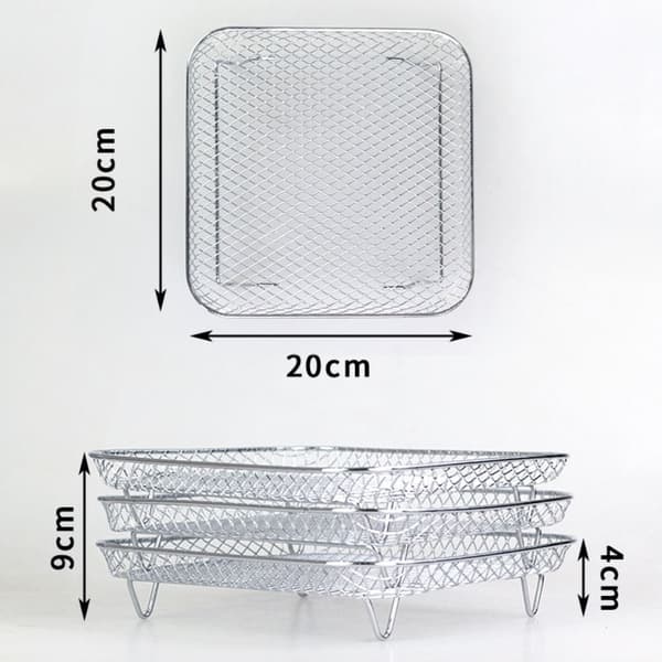 Airfryer Stativ Tre Lag Stabelbart Dehydrator Stativ Rustfrit Stål