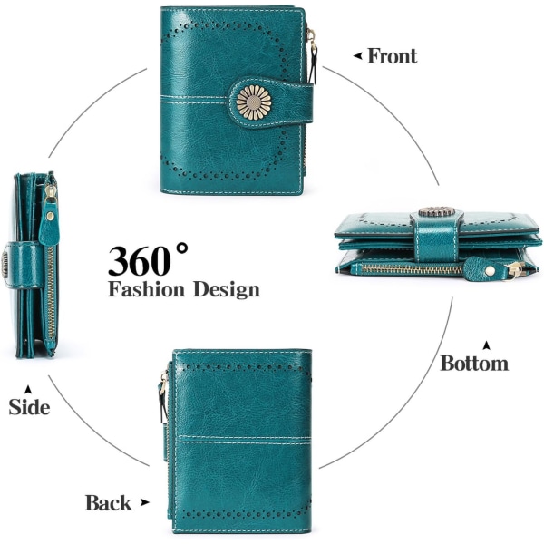 Damplånbok RFID-blockerande kort plånbok i äkta läder med 16 kortplatser Blå