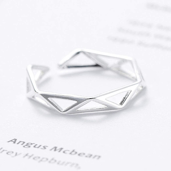 Triangulär bohemisk ring justerbar i silver - geometrisk stil - vintage stil - för kvinnor och flickor