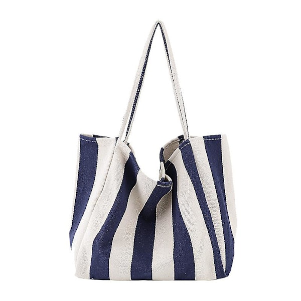 Retro literary handbag simple small fresh striped canvas bag casual fashion large-capacity one-shoulder women's bag