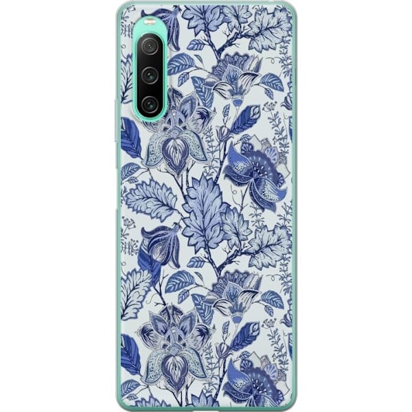 Sony Xperia 10 IV Transparent Skal Blommor Blå...