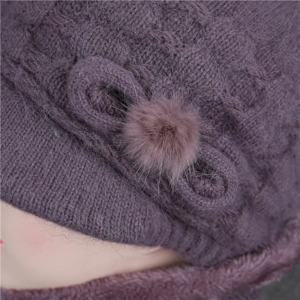 Vintermössa för kvinnor i medelåldern och äldre, höst och vinter, varm stickad mössa, vindtät för utomhusbruk